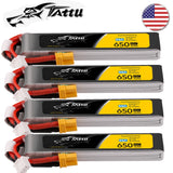 4X Tattu 650mAh 95C 7.6V 2S Lipo Battery Long HV XT30 Plug For RC FPV Quadcopter Battery