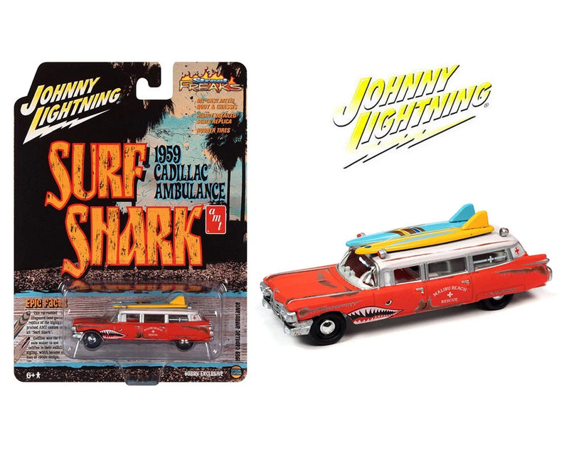 JOHNNY LIGHTNING 1:64 1959 Cadillac Ambulance Surf Shark Model JLSP256-4G