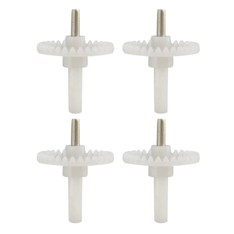 Set of 4 white RC drone motor gears with central metal shafts