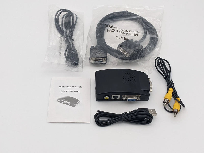 VGA Input To Composite (yellow) RCA - S-Video - VGA Output Converter With Cables