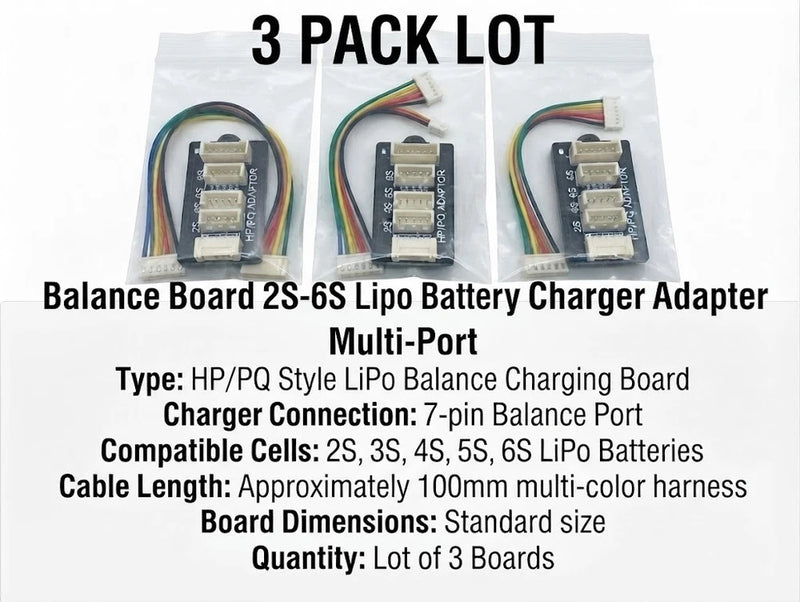 HP/PQ Balance Board 2S-6S Lipo Battery Charger Adapter Multi-Port (Lot of 3) Battery