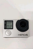 Silver HERO4 action camera with front lens and LCD status screen