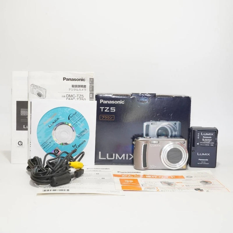 Panasonic LUMIX DMC-TZ5 Compact Digital Camera 10x Zoom Brown Tested Condition