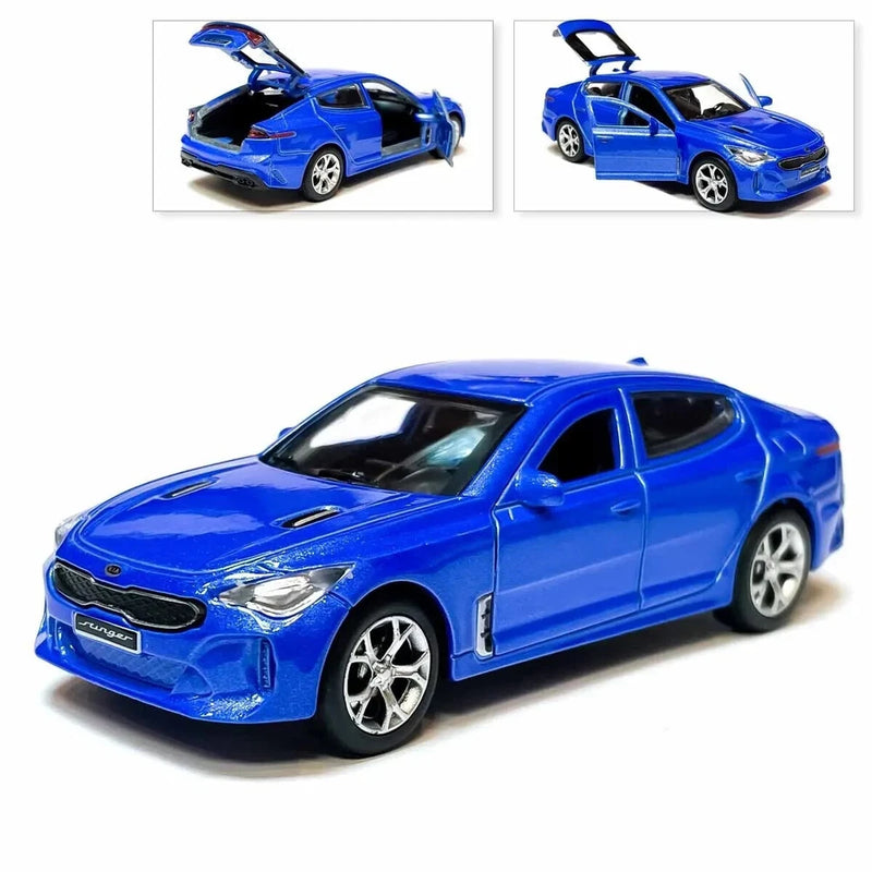 Kia Stinger Metal Model Diecast Car Scale, Collectible Toy Cars, blue, 1/36