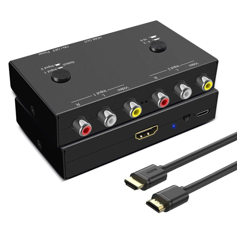 2 AV to HDMI, 1080P/720P TV 2 Way RCA Composite CVBS AV Switch to HDMI Video ...