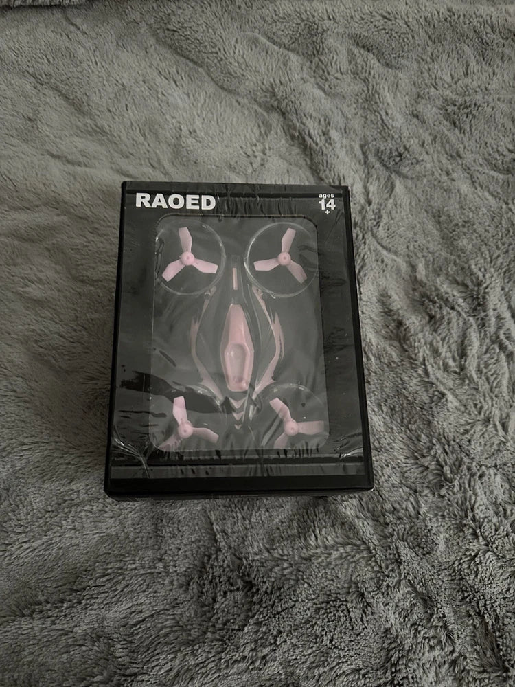 Raoed EC210 drone retail box with pink quadcopter and controller icon