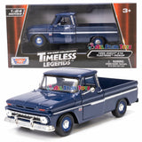1966 Chevy C10 Fleetside Blue Pickup Motormax 73355 1:24 Diecast Model Toy Car