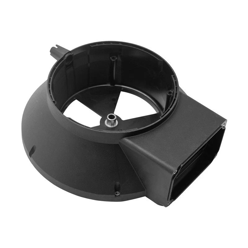 Drone cabin door component housing, black plastic with circular center opening