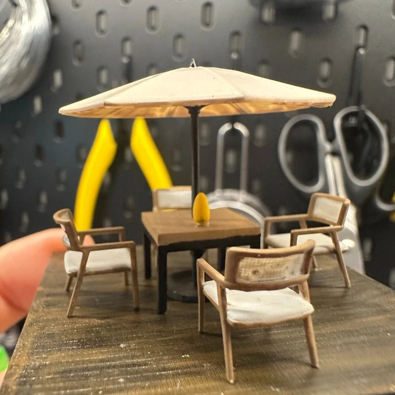 1/64 Diorama Parasol Model Chairs Furniture Garage Workshop Display Props Model