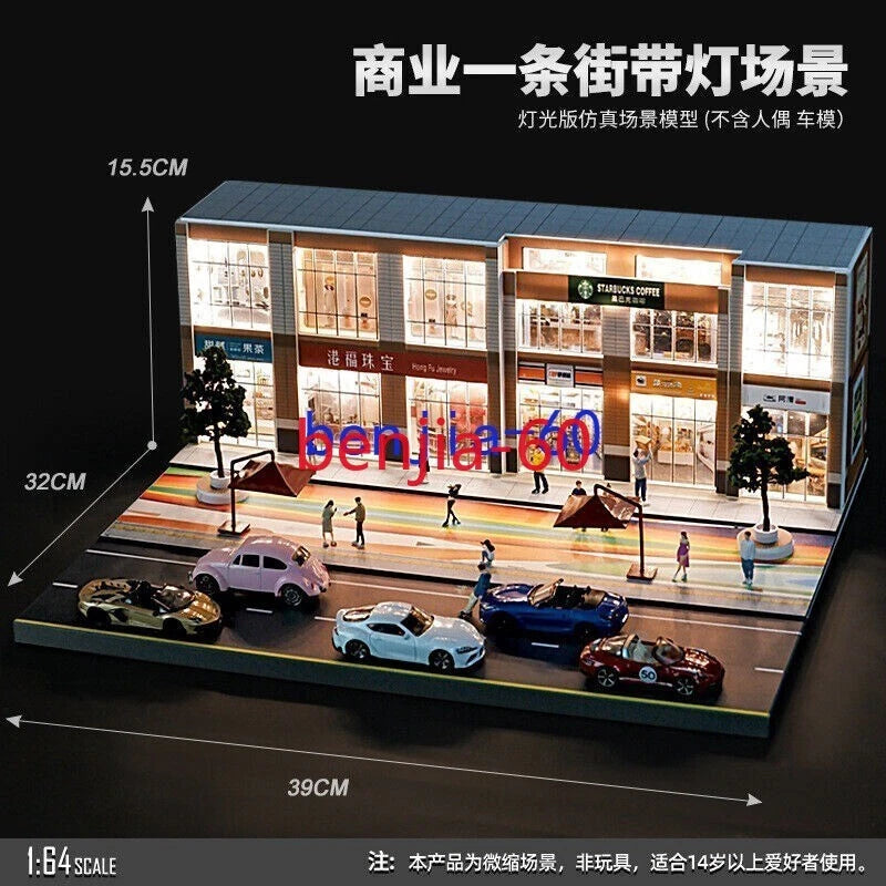 Diorama 1/64 Garage Model LED Lighting City Street Scene Display Building Model