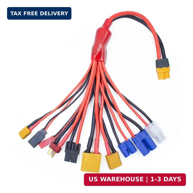 RC Lipo Battery Charger Adapter Connector 10 in 1 Multi Splitter Wire XT60H Plug Battery