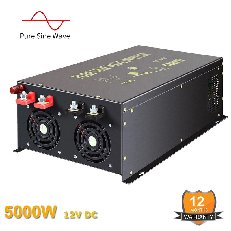 Pure Sine Wave Inverter 5000W 12VDC to 120/220VAC Solar Power RV converter solar