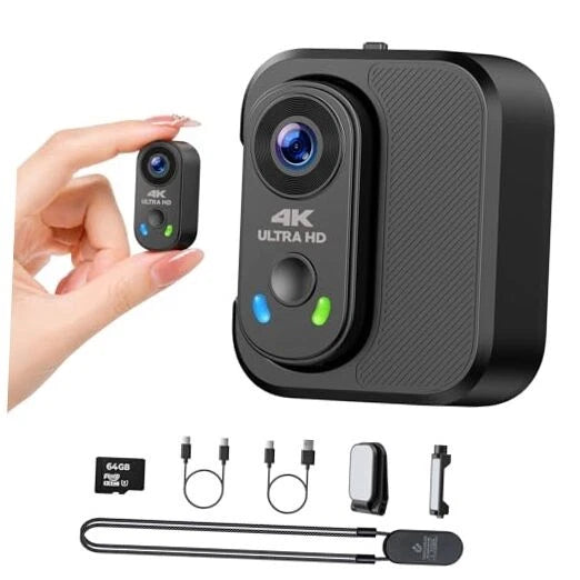 4K Mini Body Camera, Thumb Size POV Cam Action Camera with WiFi, EIS