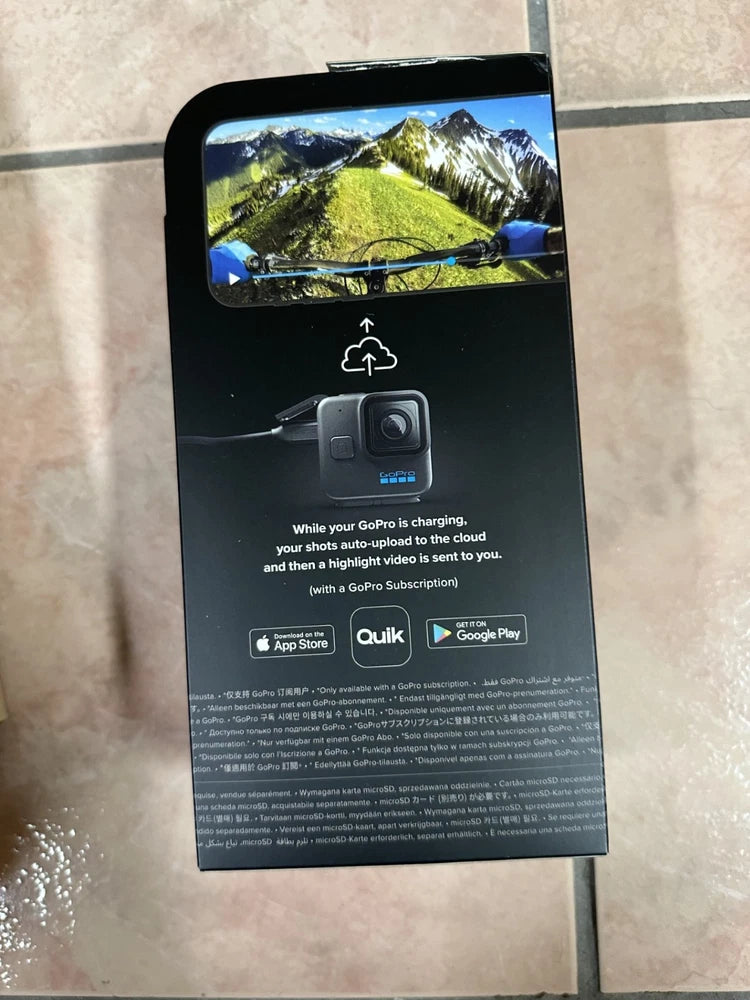 GoPro HERO11 Black mini action camera retail box with inset camera and screen