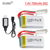 2¡Á 7.4V 700mAh 25C Lipo Battery EL plug for Syma F1 Feilun FT007 FX059 FX176 RC