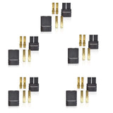 10x RC TRX battery connector plugs, black housing with gold pins
