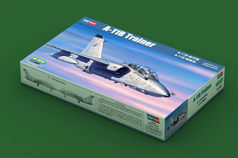 Hobbyboss 1/48 AMX-T Trainer model kit box, printed aircraft artwork and scale text