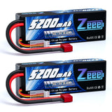 Zeee 7.4V 5200mAh 2S LiPo Battery Hard Case T Connector 2 Pack