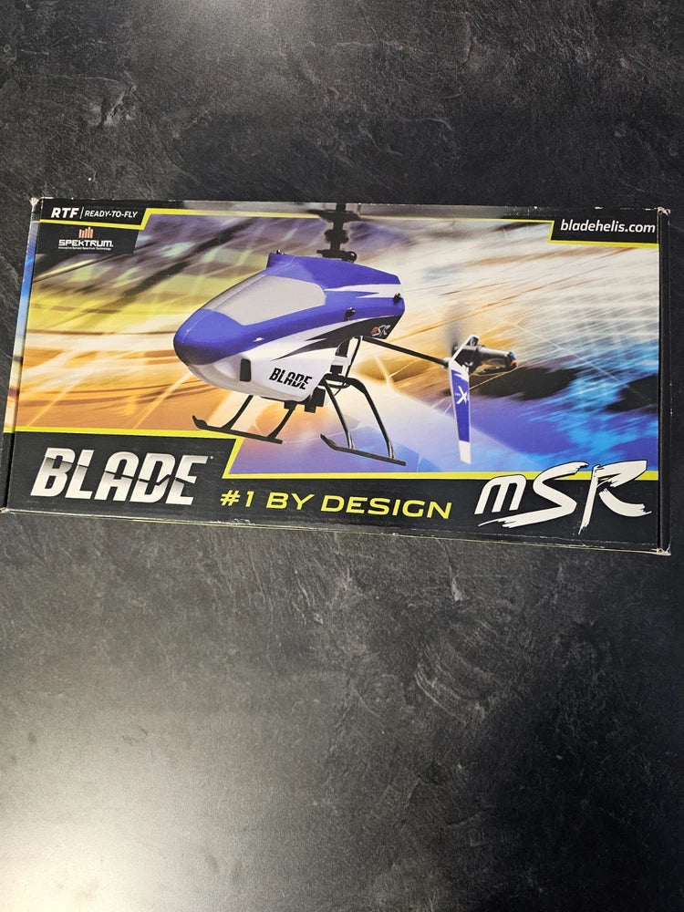 Blade MSR micro RC helicopter RTF box, electric blue and white