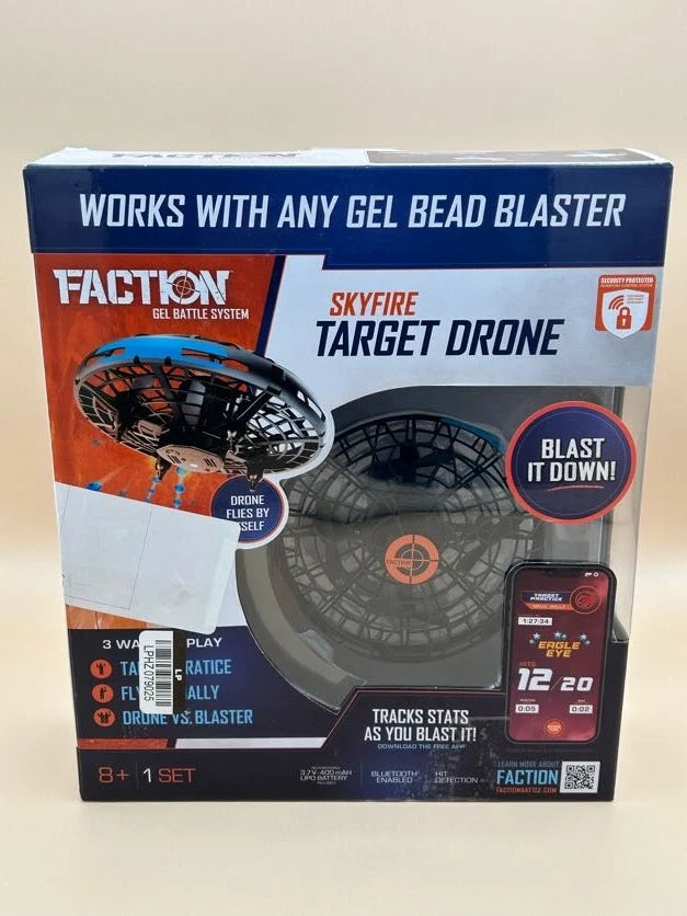 Skyfire target drone toy set box with Faction branding and play controls