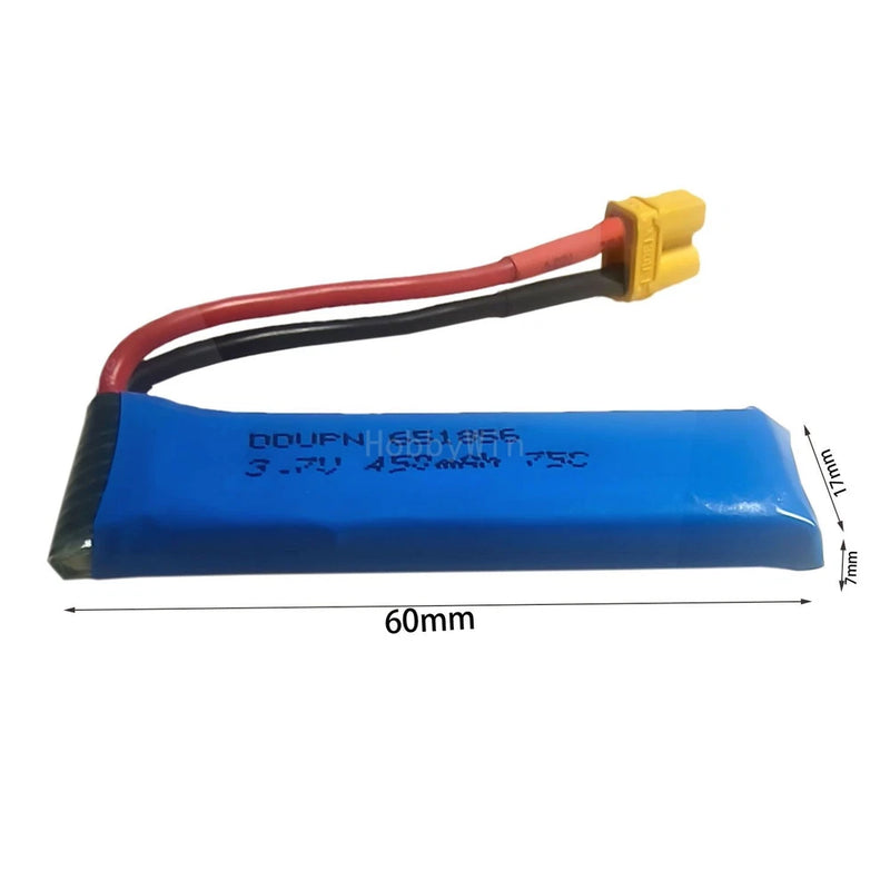 3.7V 1S 450mAh 75C LiPO Battery XT30 Plug for RC Plane Heli Quad Copter Drone Battery