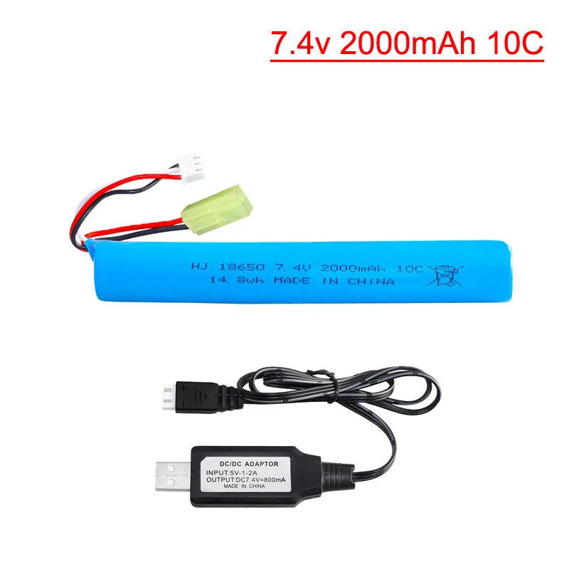7.4V 2000mAh 10C Li-ion battery Mini Tamiya plug for RC Splatter Ball water Gun