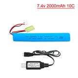7.4V 2000mAh 10C Li-ion battery Mini Tamiya plug for RC Splatter Ball water Gun