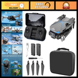 Foldable drone kit with controller screen, spare batteries, and carrying case