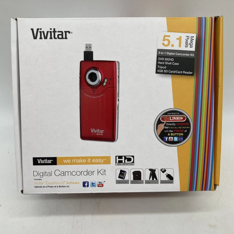 Vivitar DVR 892HD Full HD Mini Camcorder Red Action Cam - Box Open Never Used