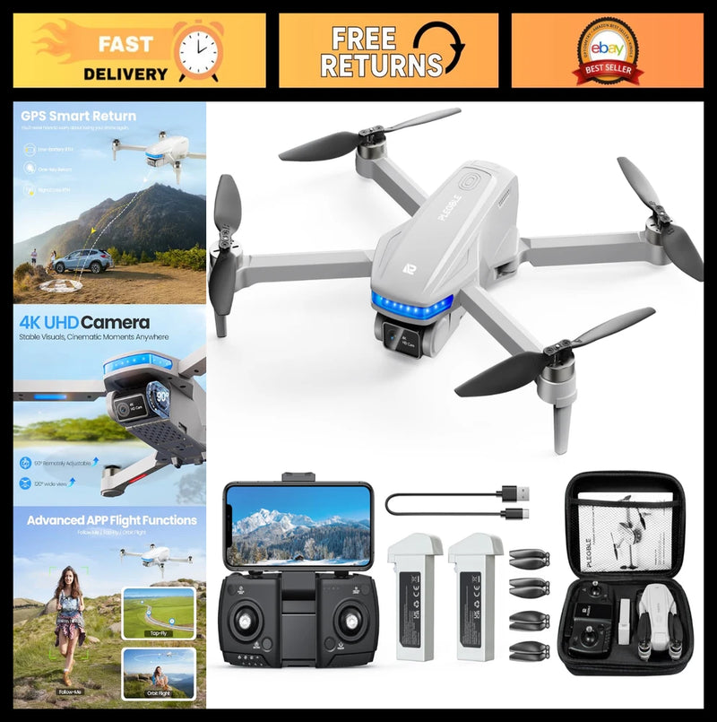 4K GPS Drone with Camera, Brushless Motor, Auto Return, Follow Me, 46 Min Flight