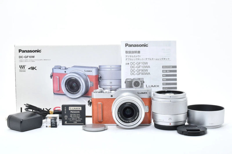 [Near MINT w/Box] Panasonic Lumix DC-GF10 Orange w/2 Lens kit  Japanese Only 899