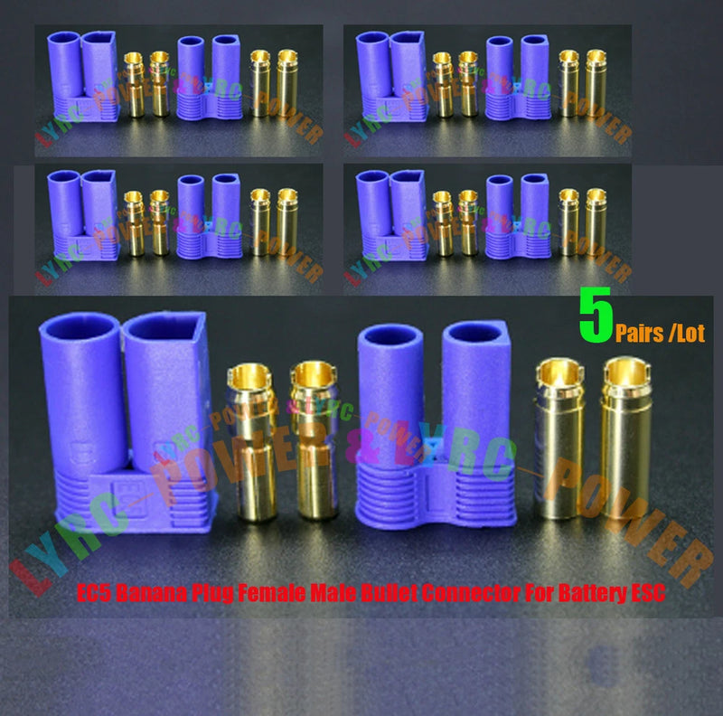 5Pairs /LOT EC5 Banana Plug Female Male Bullet Connector For Battery ESC RC LIPO