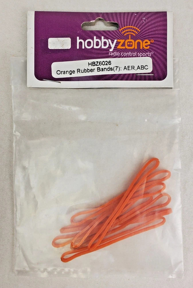 Hobbyzone orange rubber band pack for AER and ABC, unopened; rubber bands visible