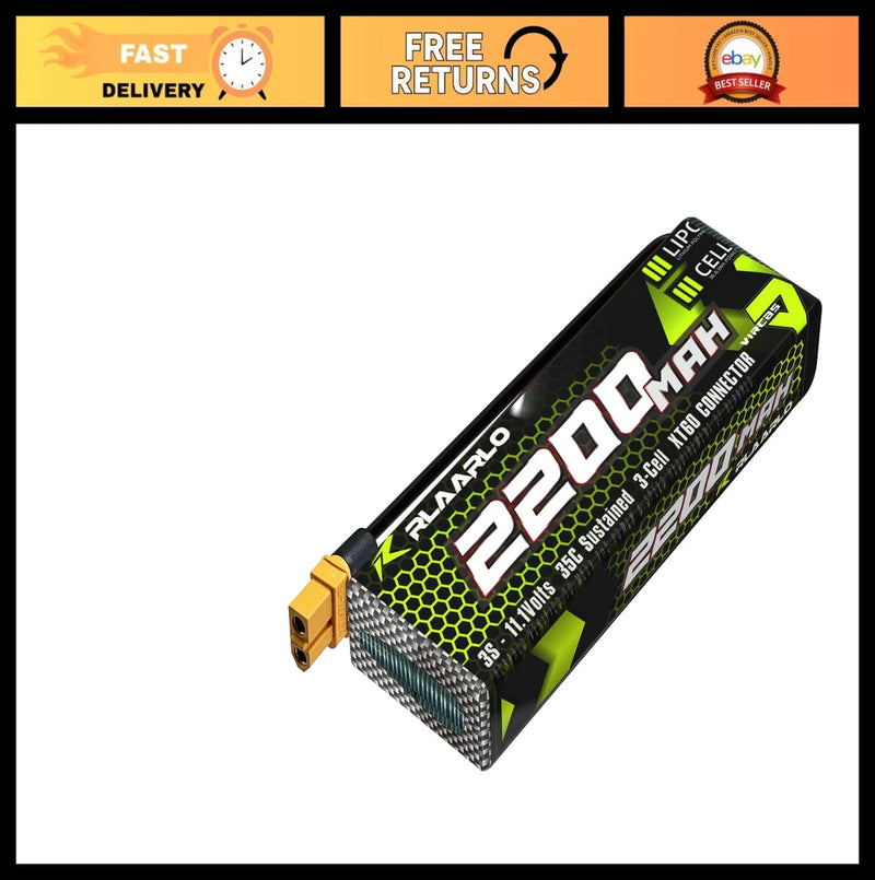11.1V 2200mAh Lipo Battery Pack with XT60 Plug for RC Cars & Trucks - 1PC Battery