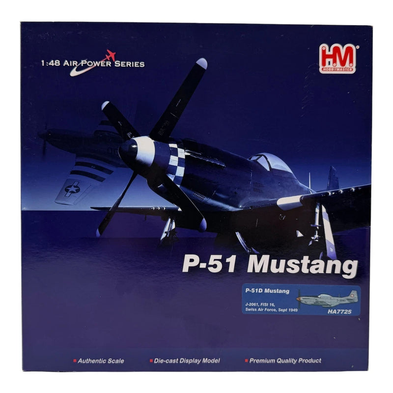 Hobby Master die-cast P-51 Mustang model in display box, Swiss AF markings