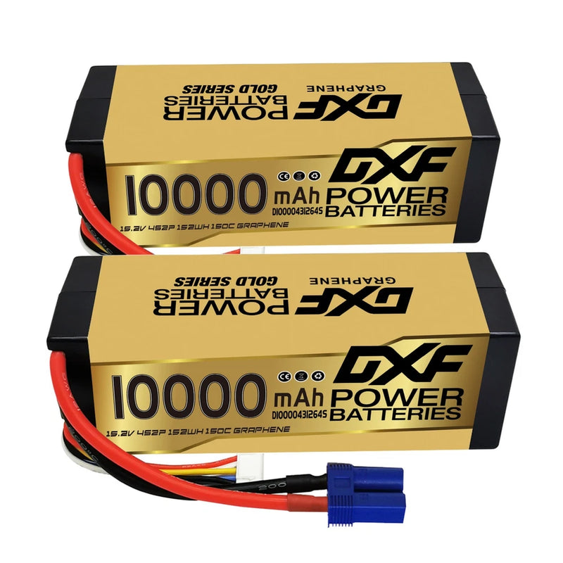 DXF 2PCS Performa Racing Graphene  Lipo 10000 15.2V 150C Battery GOLDEN EC5