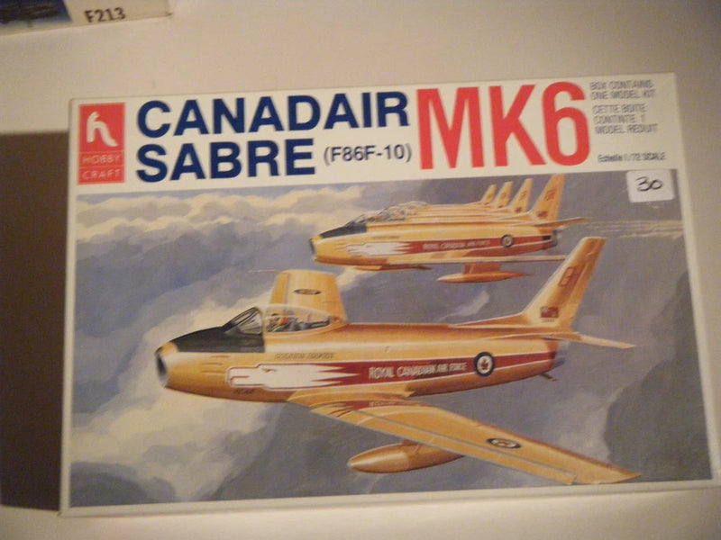 RARE SEALED CLASSIC 1986 HOBBY CRAFT 1/72 1950s CANADAIR SABRE " GOLDEN HAWKS"