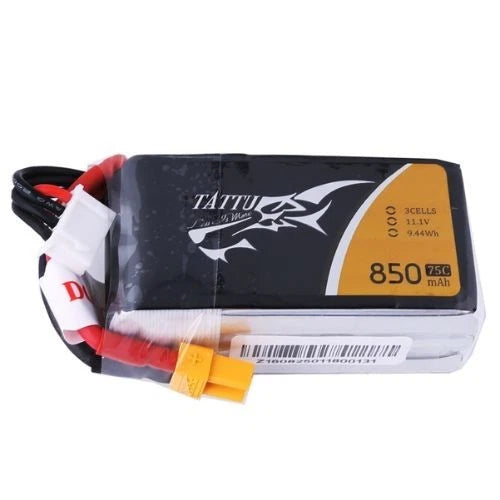 850mAh 3S 11.1V 75C Tattu Lipo Battery Pack with XT60 Plug Battery