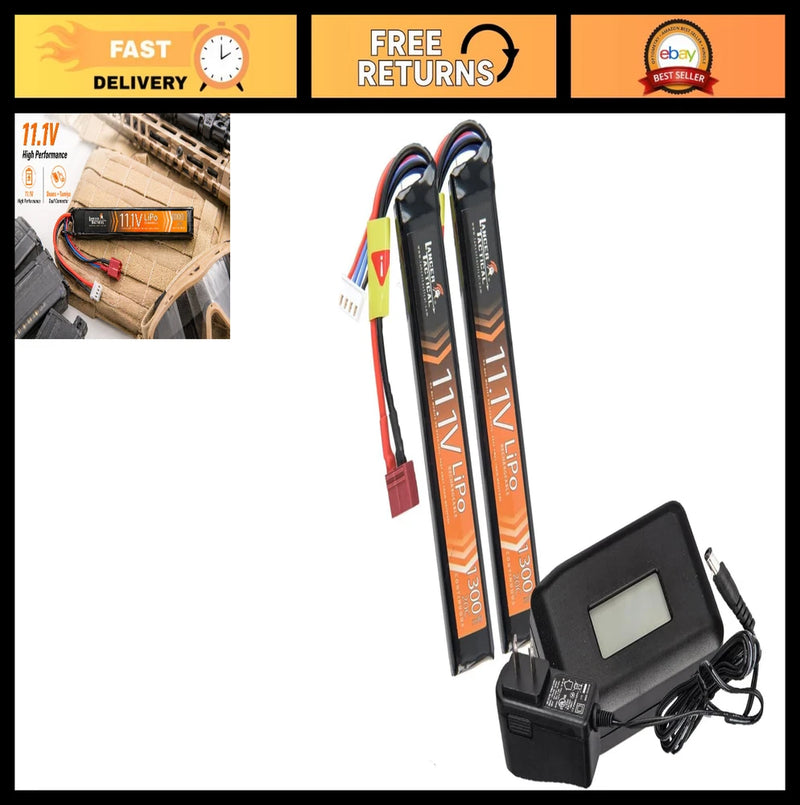 High-Performance 11.1V 1300mAh LiPo Airsoft Battery & Charger - Tamiya/Dean Conn Battery