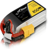 850mAh 11.1V LiPo battery pack with yellow XT60 plug, red and black leads