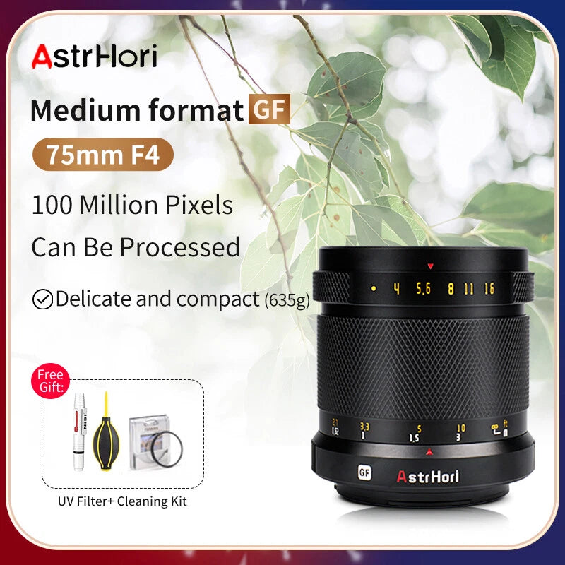 AstrHori 75mm F4 Manual Focus Lens for Fujifilm Fuji GFX 50R 50S 50SII 100 100S