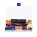 RC battery connector adapter set with XT60 plugs, red/black leads, in plastic case