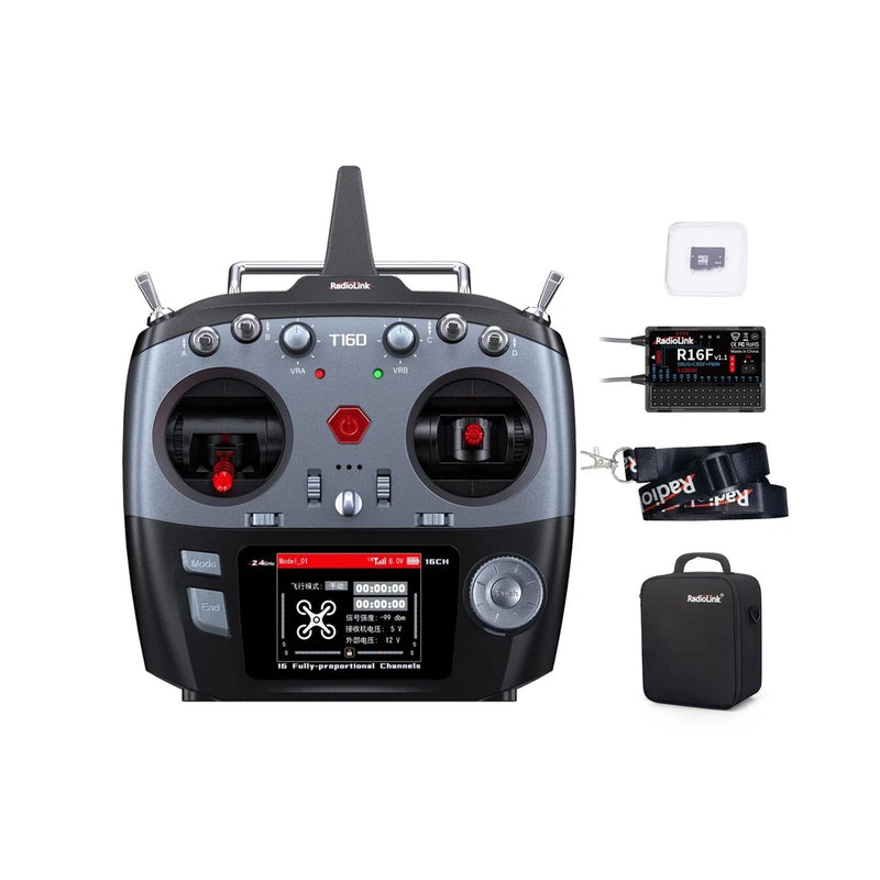 Radiolink T16D 16 Channels RC Transmitter and R16F Telemetry Receiver, Multi-...