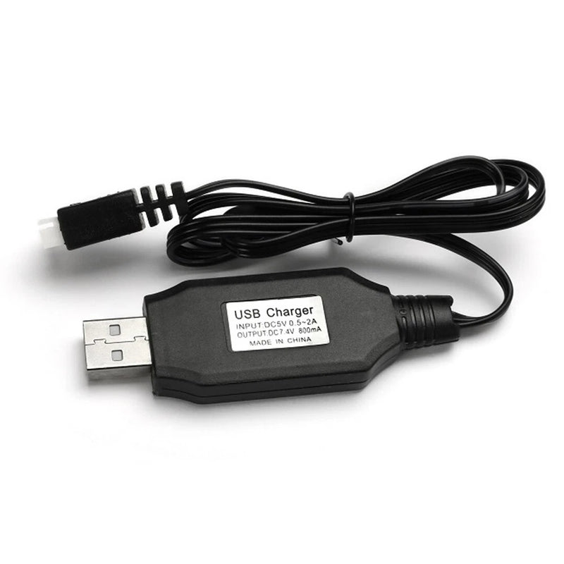 Black USB LiPo 2S balance charger with cable and two USB prongs