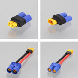 EC8 to XT60 power adapter with blue connector housing and gold contacts, includes red/black wires