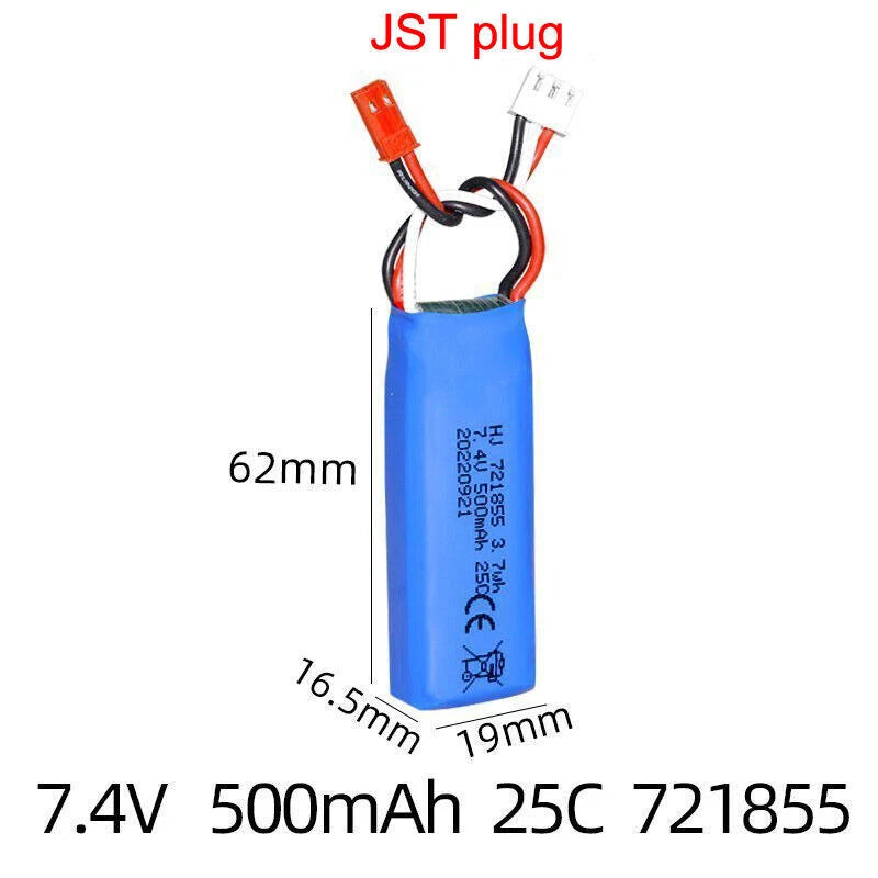 1¡Á 7.4V 500mAh Lipo Battery JST plug for WLtoys A202 A212 A222 A242 A252 4WD RC