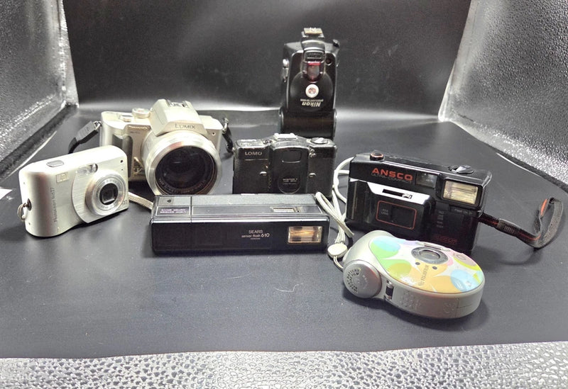 Lot of 6 Cameras, PARTS ONLY- Lomo LC-A, Panasonic Lumix, Ansco etc. SEE PHOTOS