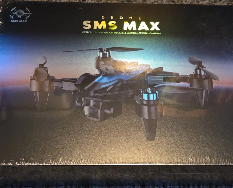 SMS MAX black quadcopter drone with dual cameras and obstacle avoidance