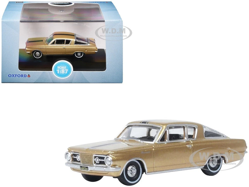1965 PLYMOUTH BARRACUDA GOLD 1/87 (HO) DIECAST MODEL CAR BY OXFORD 87PB65001