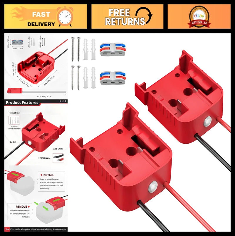 Battery Adapter with Switch, Over-Discharge Protection, 18V Converter for RC Car Converter